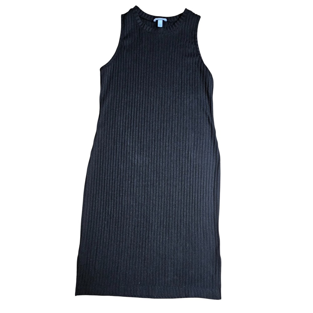 Nine West Ribbed Knit Sleeveless Midi Tank Dress L Bodycon Basic Minimalist